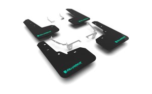 Subaru XV Crosstrek Mud Flaps - Front + Rear - Rally Armor - UR Blk Flap/Teal Logo - Black - `13-`17 Subaru XV Crosstrek Mud Flaps - Front + Rear - Rally Armor - UR Blk Flap/Teal Logo - Black - `13-`17